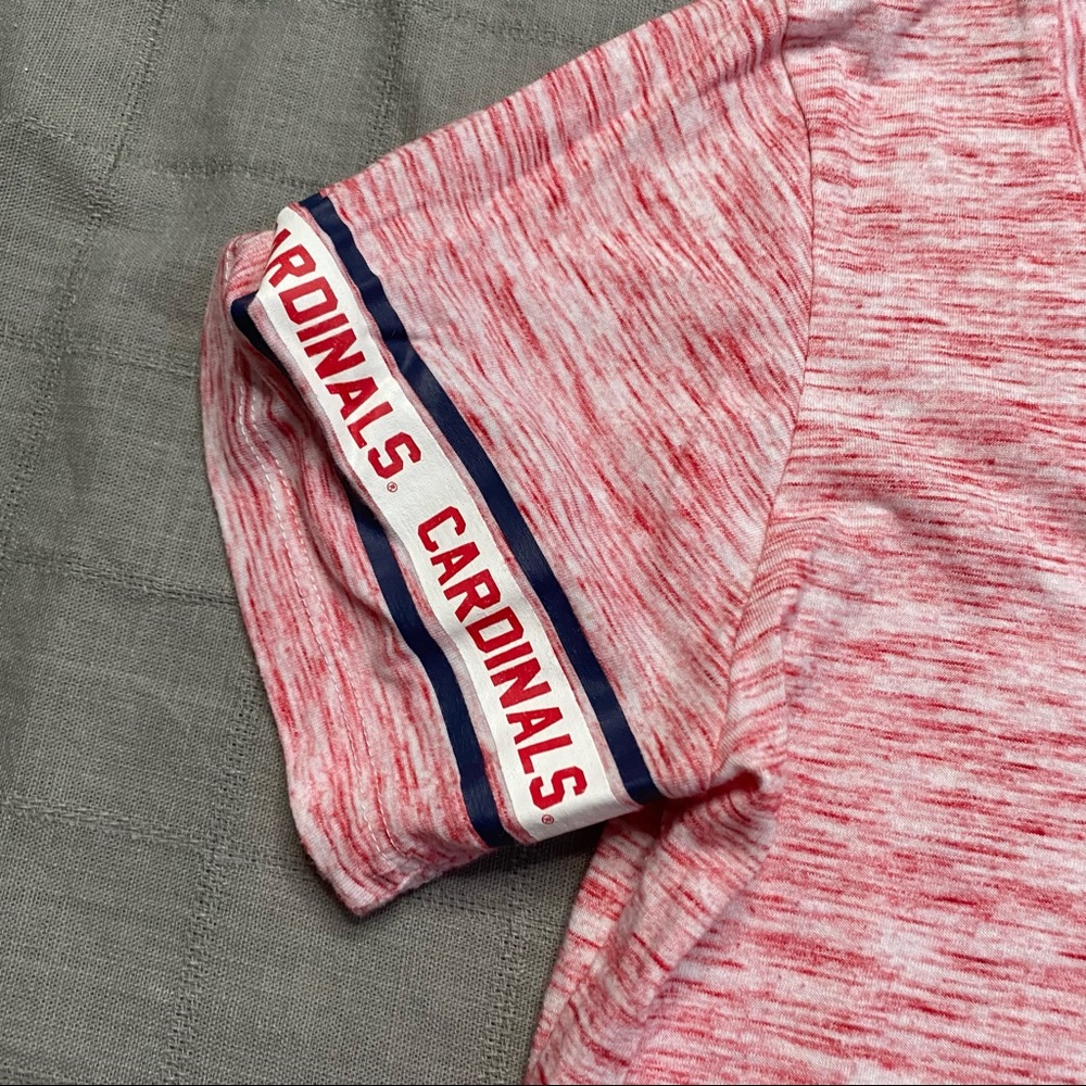 St Louis Cardinals V Neck Tee Womens Large Red Heather MLB 5th & Ocean - Picture 3 of 8